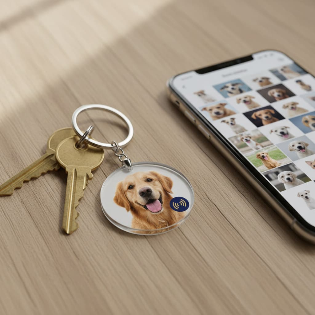 Llavero NFC con foto que abre un álbum de fotos en el móvil