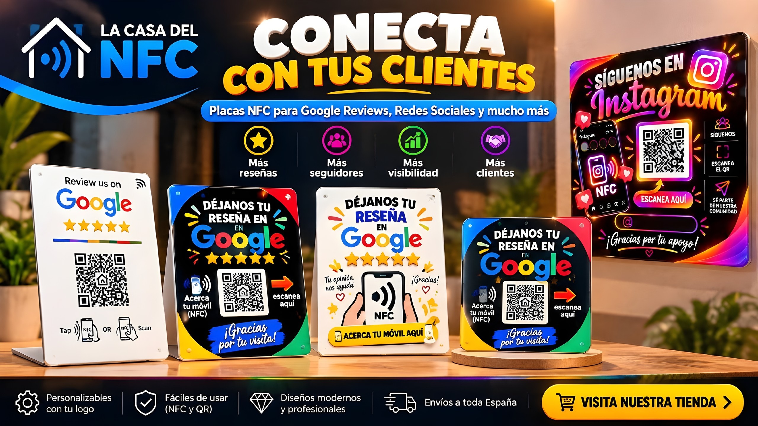 La Casa del NFC · Placas NFC para reseñas de Google, redes sociales y más. Más reseñas, más seguidores, más visibilidad, más clientes.